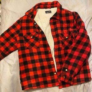 Red plaid Fleece Jacket